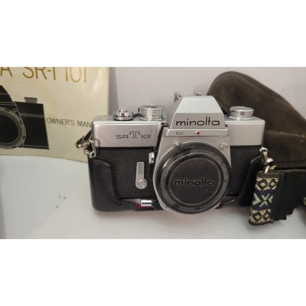 Vintage Minolta SR-T 101 35mm SLR Film Camera Body with Case, Strap & Manual
